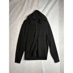 Lululemon Mens Black Waffle Knit Full Zip Hoodie Jacket Athletic Gym Wear